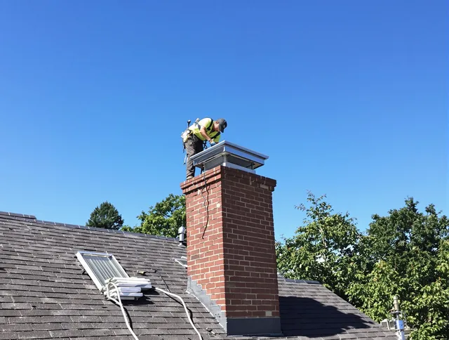 Hollywood Chimney Sweep technician measuring a chimney cap in Hollywood, FL