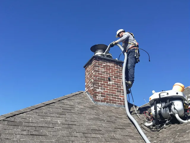 Dedicated Hollywood Chimney Sweep team member cleaning a chimney in Hollywood, FL