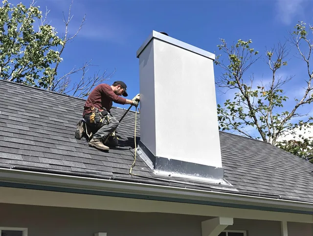 Hollywood Chimney Sweep team member finishing chimney construction in Hollywood, FL