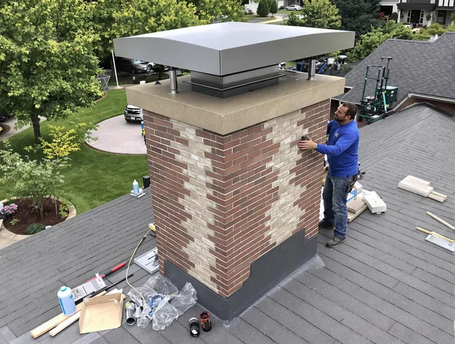 Hollywood Chimney Sweep team working on a custom chimney remodel in Hollywood, FL