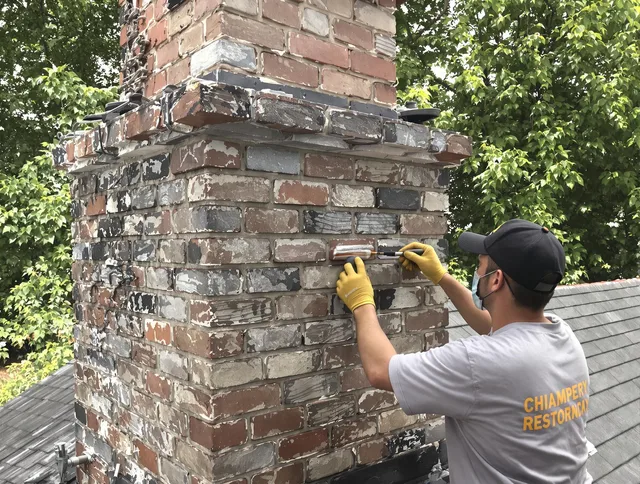 In-progress chimney restoration by Hollywood Chimney Sweep in Hollywood, FL